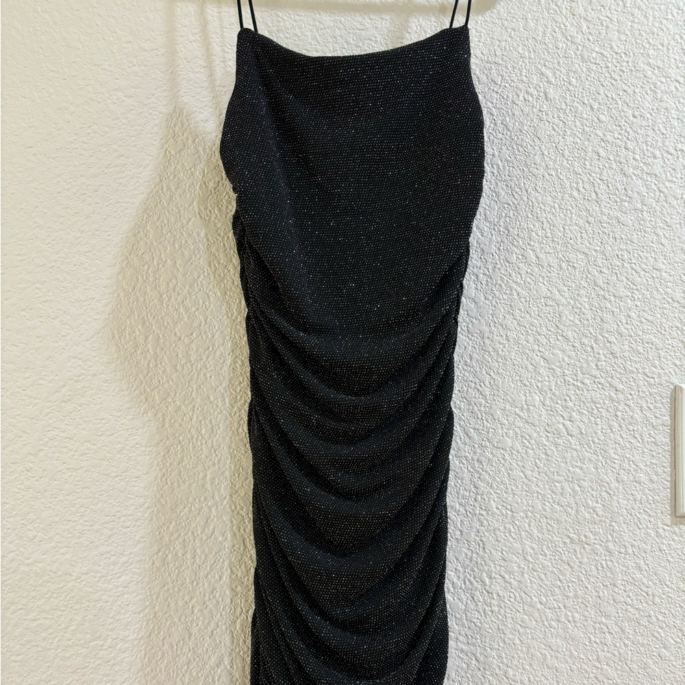 NWT Princess Polly Reeva Mini Dress • Black Shimmer / Sparkle • US 4 / AU 8